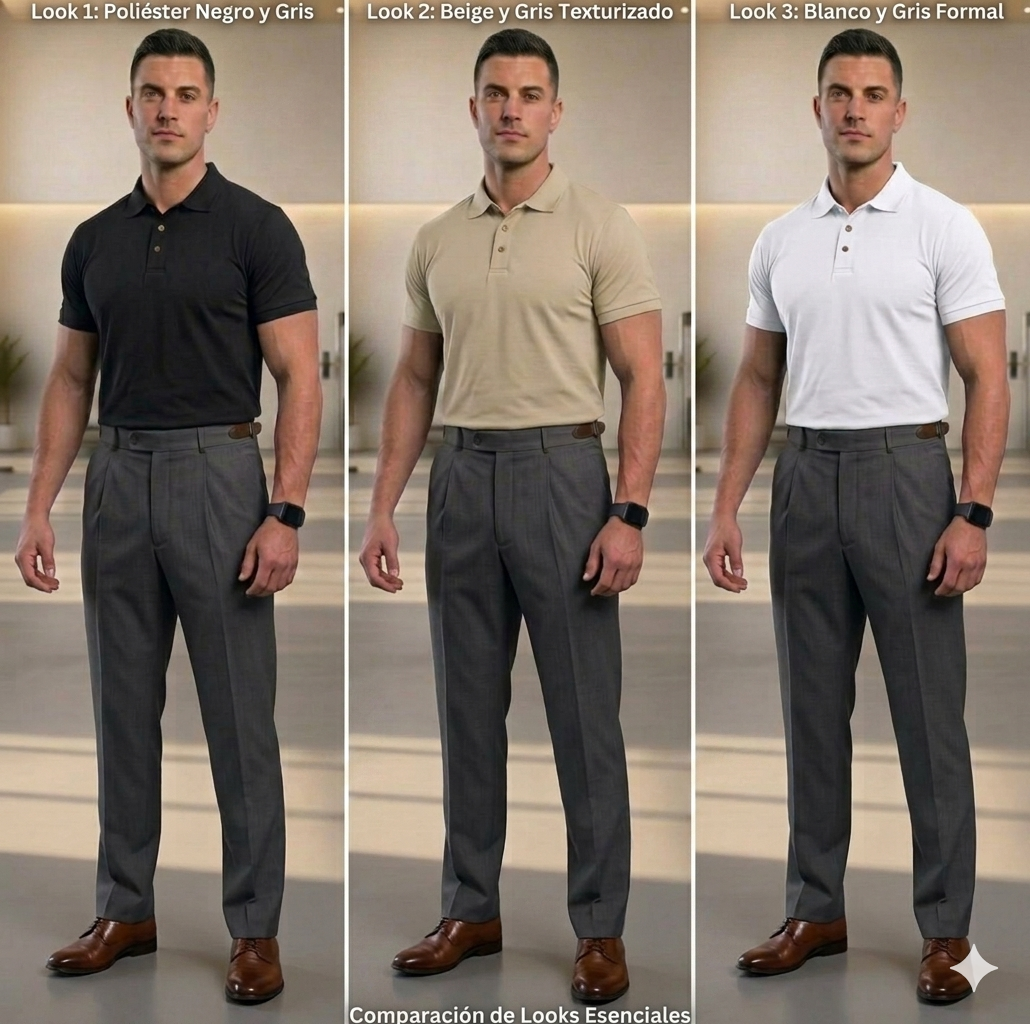 🔥 Pack 3 Playeras Tipo Polo Para Hombre, Comodidad Absoluta – Negro + Beige + Blanco, Envío Gratis!