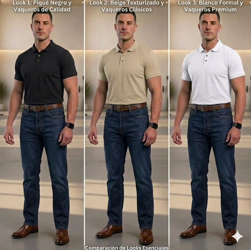 🔥 Pack 3 Playeras Tipo Polo Para Hombre, Comodidad Absoluta – Negro + Beige + Blanco, Envío Gratis!